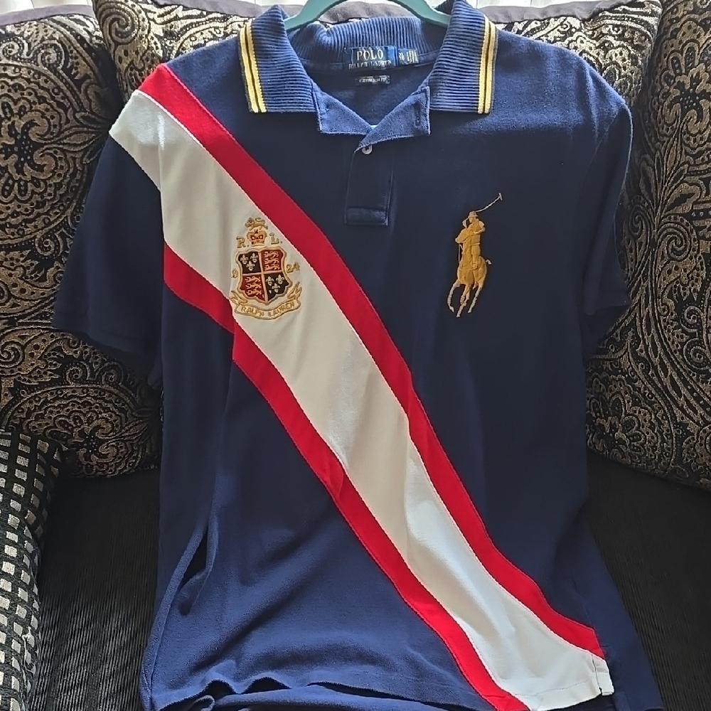 Polo by Ralph Lauren Classic Blue and Red Polo Shirt with Signature Logo